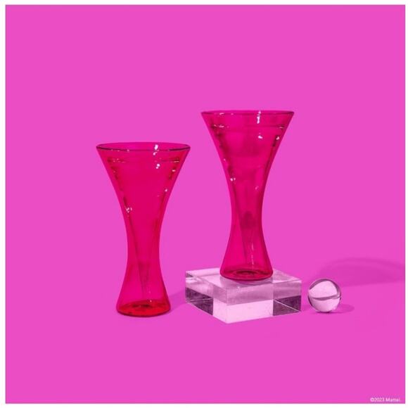 NIP Barbie x Dragon Glass pink 8 oz cocktail glasses new in box never used GIFT! - Picture 5 of 7